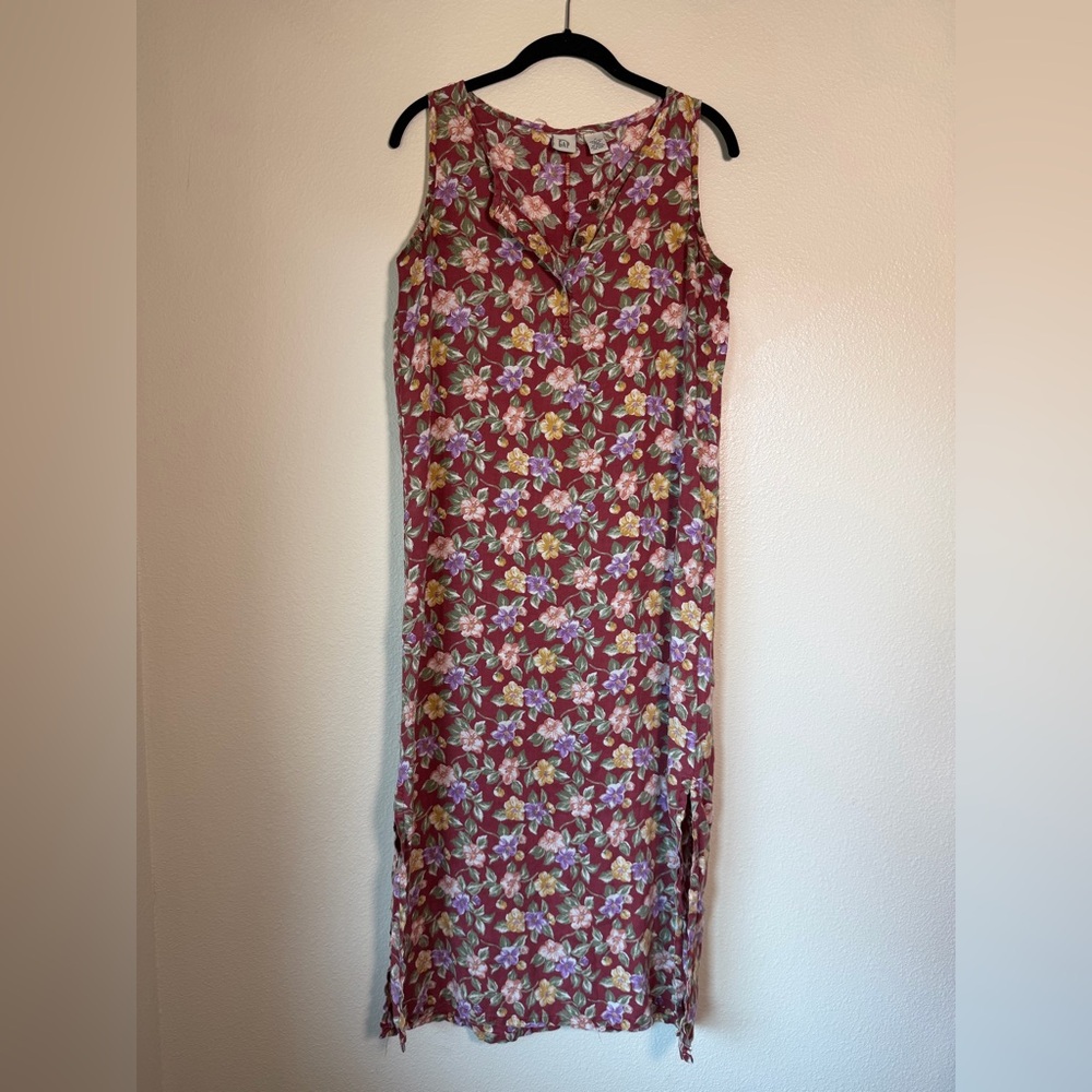 Vintage GAP Linen Floral Maxi Dress, Size Small
